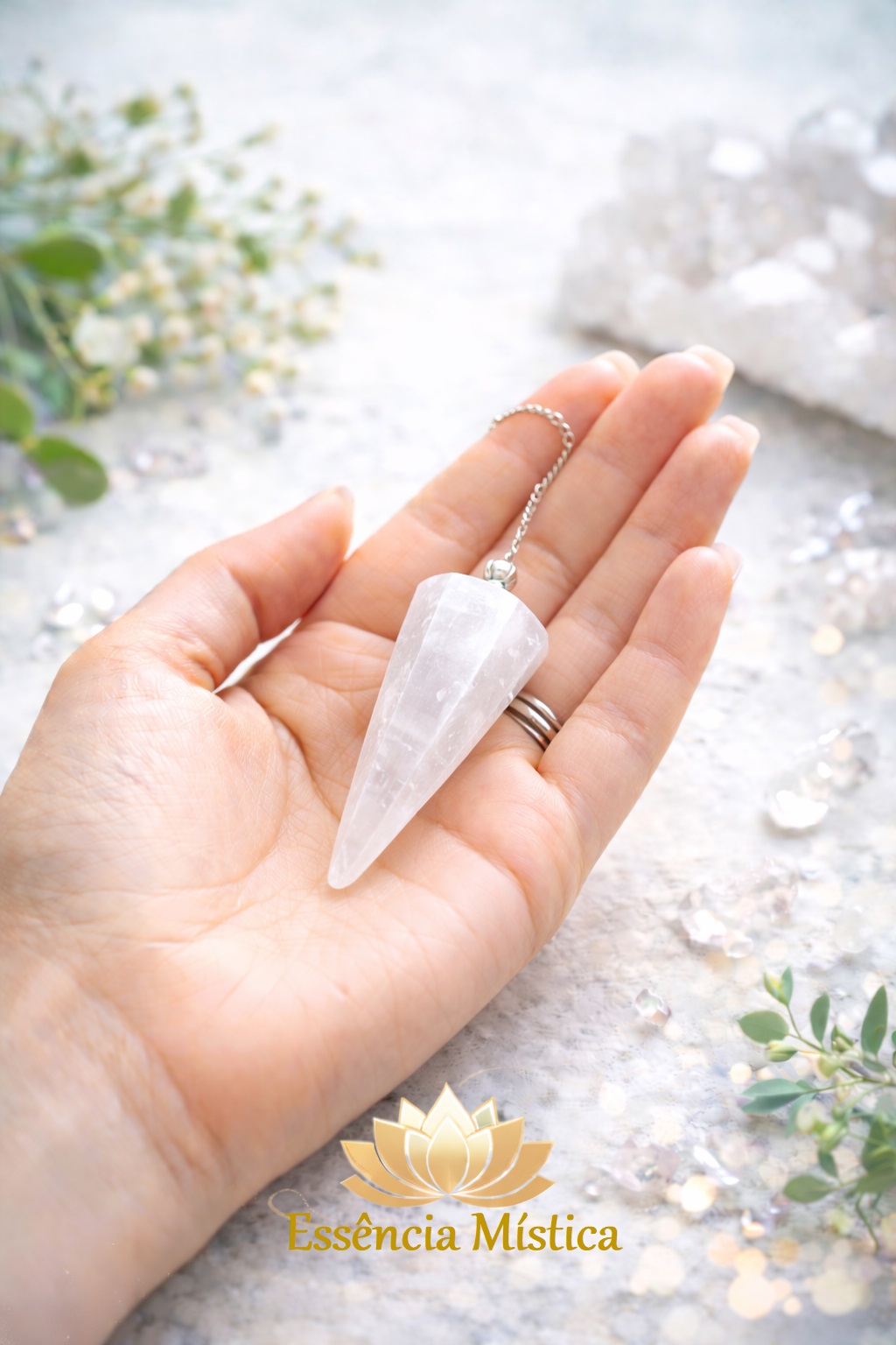 SLNT-003_pêndulo de selenite, com 3,5cm a 5 cm Pêndulo de Selenite - Image 1